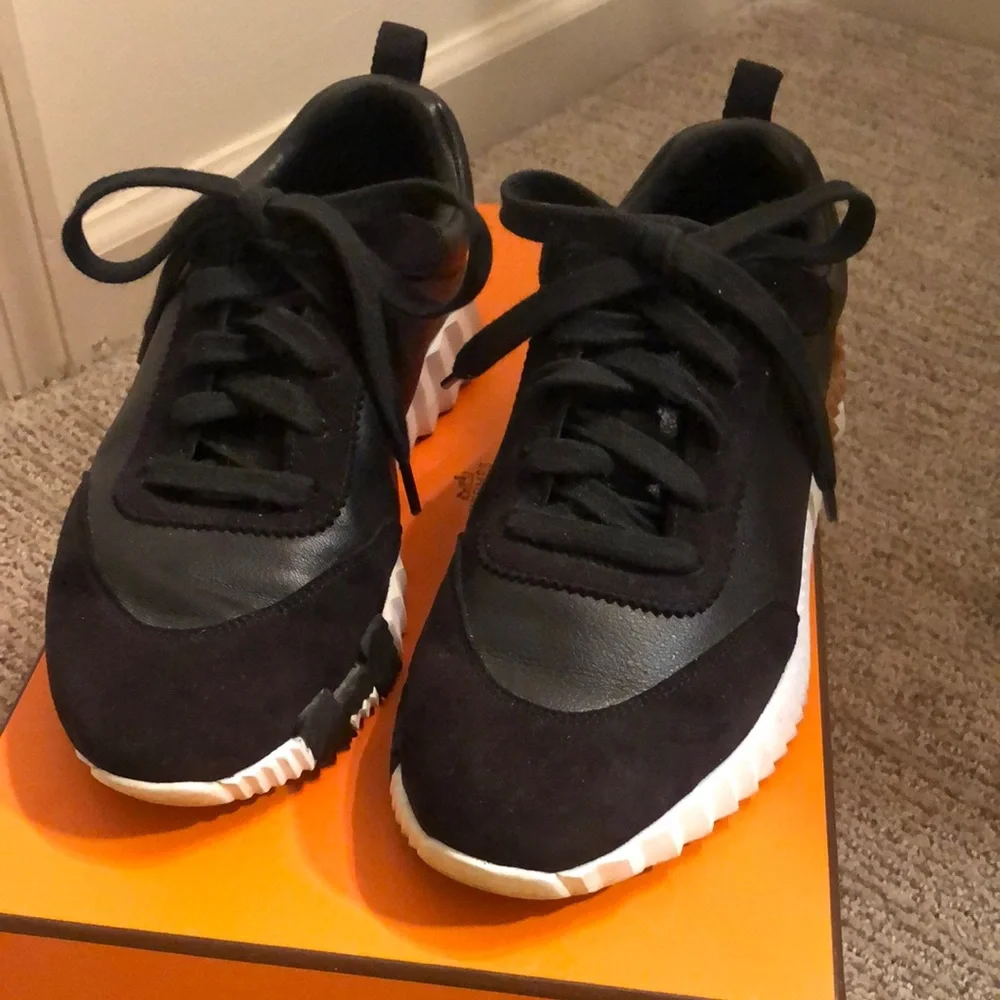 Hermes Black and White Women's Sneakers - Picture 1 of 9